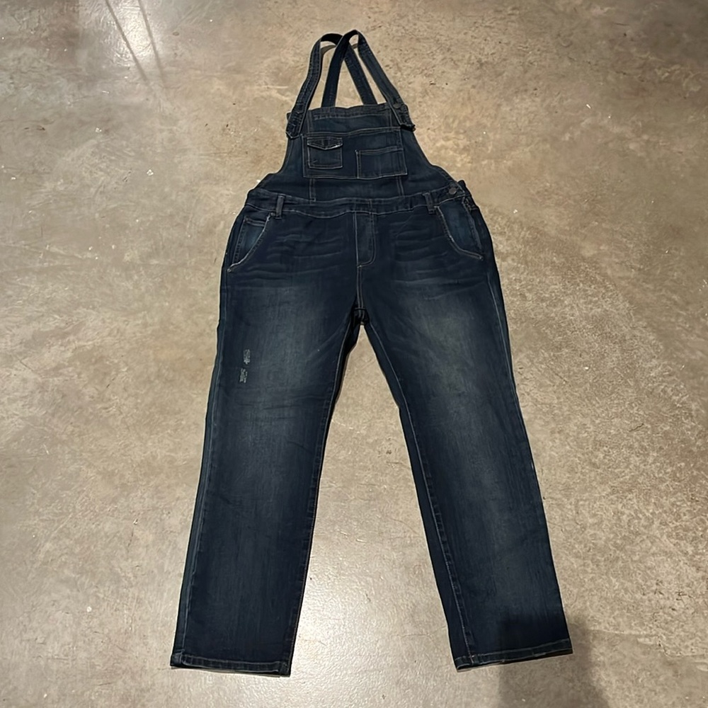 Free People Blue Denim Overalls Classic Style